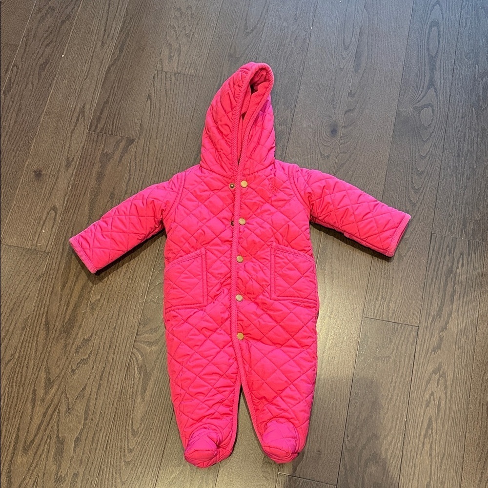 Ralph Lauren hot pink quilted snowsuit 6M